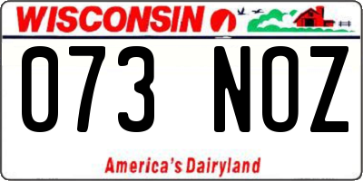 WI license plate 073NOZ