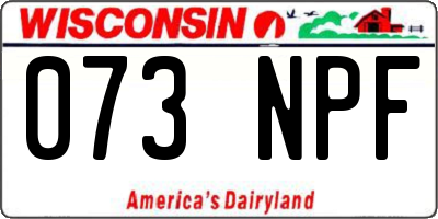 WI license plate 073NPF
