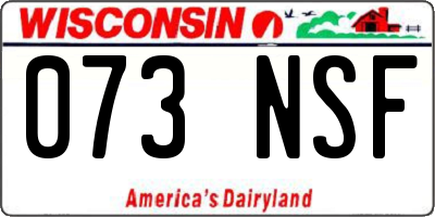 WI license plate 073NSF