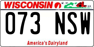 WI license plate 073NSW