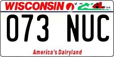 WI license plate 073NUC