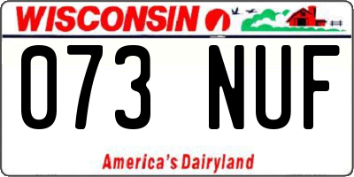 WI license plate 073NUF