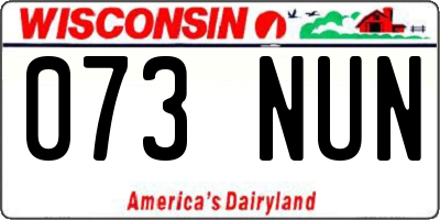 WI license plate 073NUN