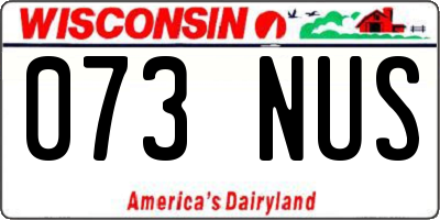 WI license plate 073NUS
