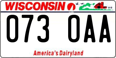 WI license plate 073OAA