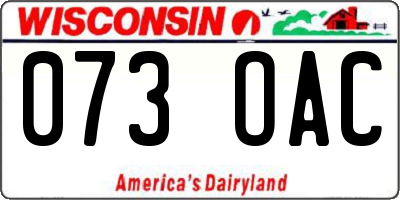 WI license plate 073OAC