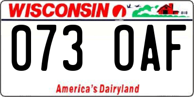WI license plate 073OAF
