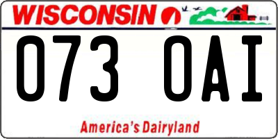 WI license plate 073OAI