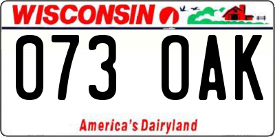 WI license plate 073OAK