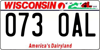 WI license plate 073OAL