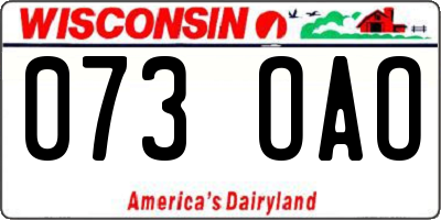 WI license plate 073OAO