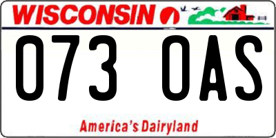 WI license plate 073OAS