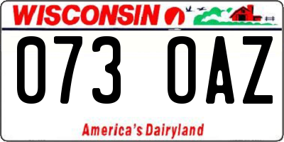 WI license plate 073OAZ
