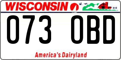 WI license plate 073OBD