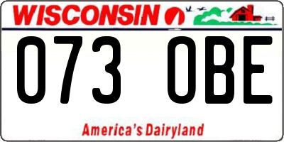 WI license plate 073OBE