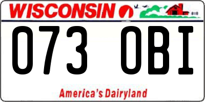 WI license plate 073OBI