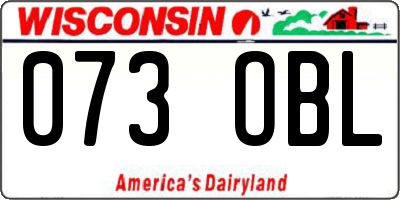 WI license plate 073OBL