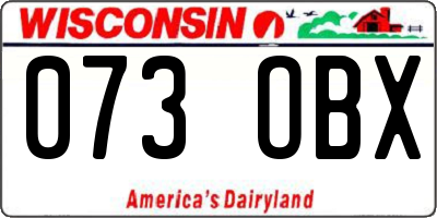 WI license plate 073OBX