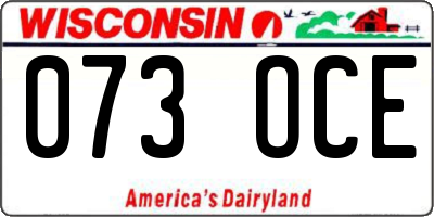 WI license plate 073OCE