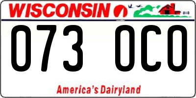 WI license plate 073OCO