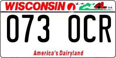WI license plate 073OCR