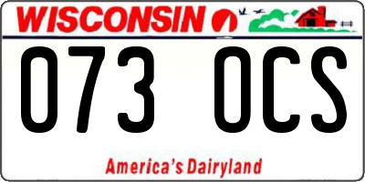 WI license plate 073OCS