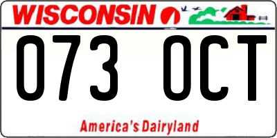 WI license plate 073OCT