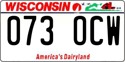 WI license plate 073OCW