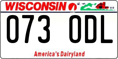 WI license plate 073ODL