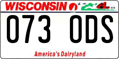 WI license plate 073ODS