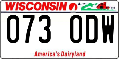WI license plate 073ODW