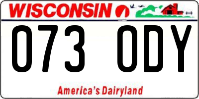 WI license plate 073ODY