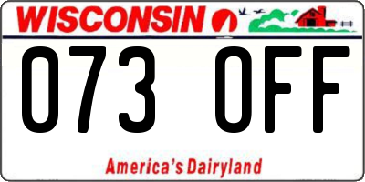 WI license plate 073OFF