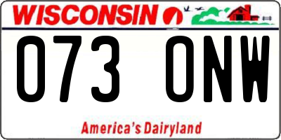 WI license plate 073ONW