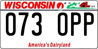 WI license plate 073OPP