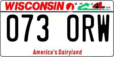 WI license plate 073ORW