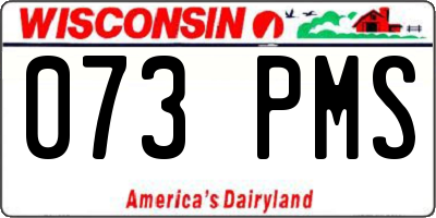 WI license plate 073PMS