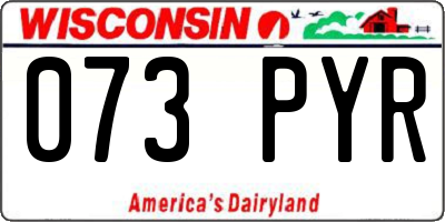 WI license plate 073PYR