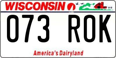 WI license plate 073ROK