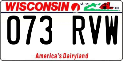 WI license plate 073RVW