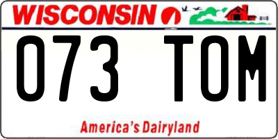 WI license plate 073TOM