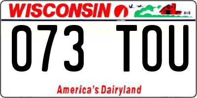 WI license plate 073TOU
