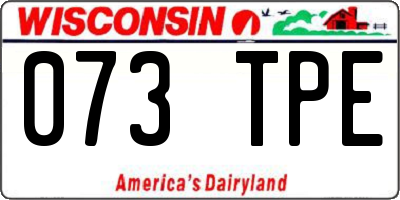 WI license plate 073TPE