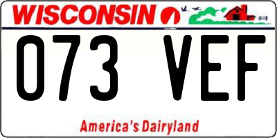 WI license plate 073VEF