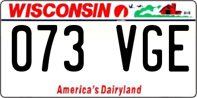 WI license plate 073VGE