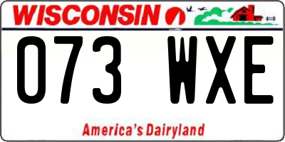 WI license plate 073WXE