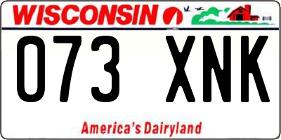 WI license plate 073XNK