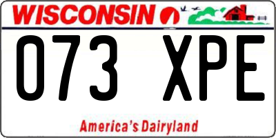 WI license plate 073XPE