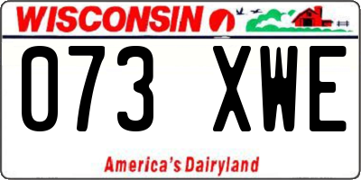 WI license plate 073XWE