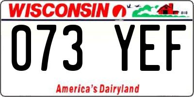 WI license plate 073YEF
